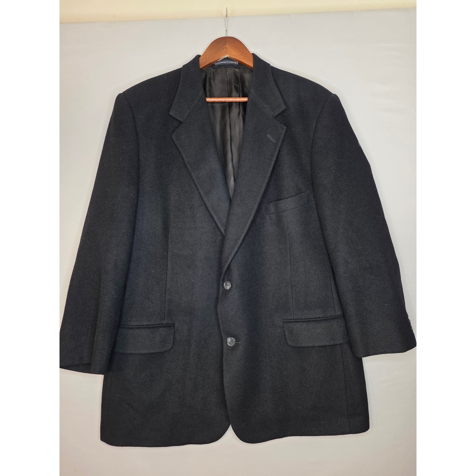 Vintage Roundtree & Yorke 100% Camel Hair Blazer Mens 46r Black Blazer